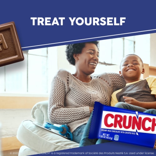 CRUNCH Milk Chocolate and Crisped Rice Full Size Candy Bar, 1.55 oz Perspective: right