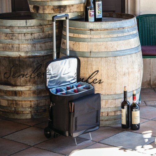 Cellar 6-Bottle Wine Carrier & Cooler Tote, Black with Gray Accents Perspective: right