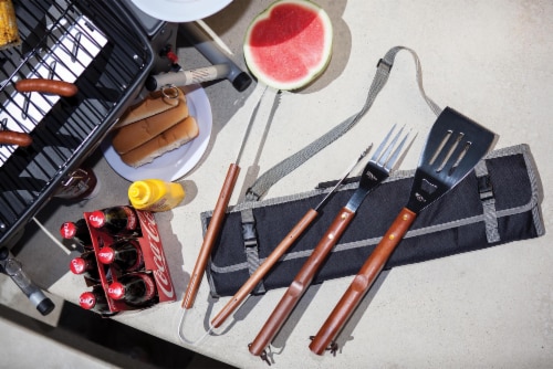 3-Piece BBQ Tote & Grill Set, Black with Gray Accents Perspective: right