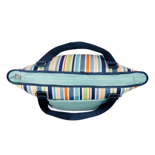 Topanga Cooler Tote Bag, Sky Blue with Multi Stripe Pattern Perspective: right