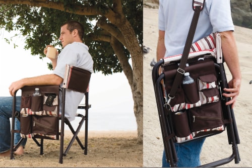 Sports Chair, Moka Collection - Brown with Beige & Red Accents Perspective: right