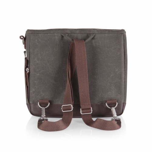 Adventure Wine Tote, Khaki Green with Brown Accents Perspective: right