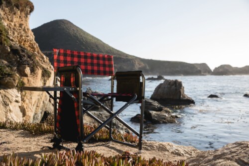 Outdoor Directors Folding Chair, Red & Black Buffalo Plaid Pattern Perspective: right