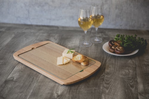 Billboard Glass Top Serving Tray, Rubberwood Perspective: right