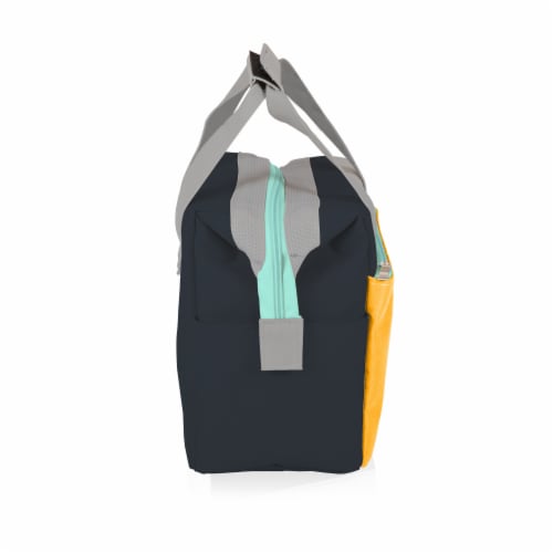 On The Go Lunch Cooler, Mustard Yellow with Gray & Blue Accents Perspective: right