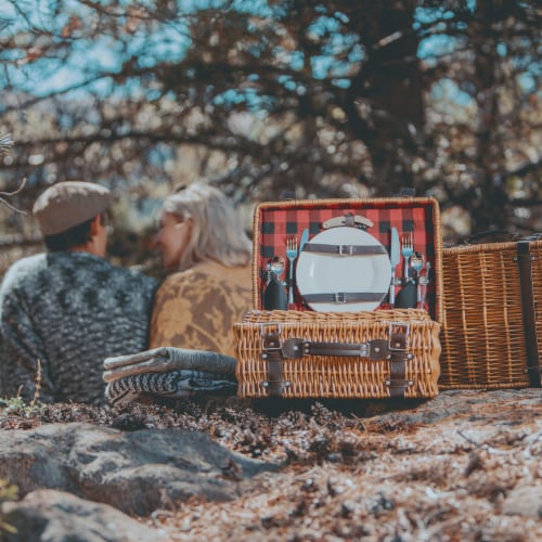Champion Picnic Basket, Red & Black Buffalo Plaid Pattern Perspective: right