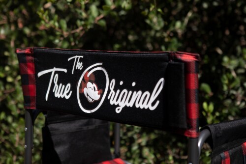 Disney Mickey Mouse - Outdoor Directors Folding Chair, Red & Black Buffalo Plaid Pattern Perspective: right