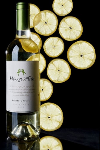 Menage a Trois Pinot Grigio California White Wine Perspective: right