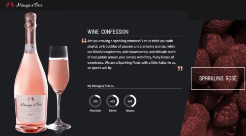 Menage a Trois Rose Sparkling Wine Perspective: right