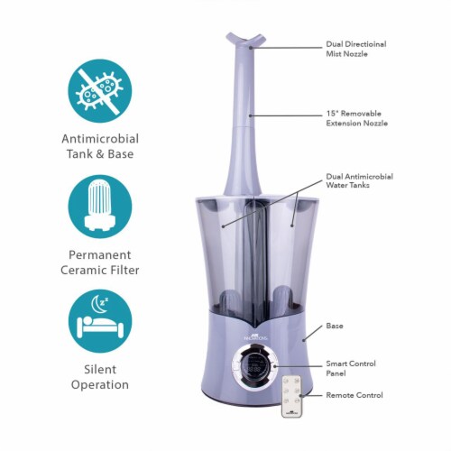 Air Innovations 2.15 Gal. Tank Ultrasonic Cool Mist Digital Humidifier, Platinum Perspective: right