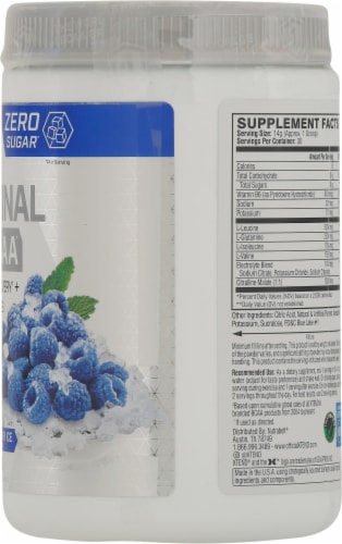 Xtend The Original BCAA Blue Raspberry Ice Muscle Recovery + Electrolytes Dietary Supplement Perspective: right