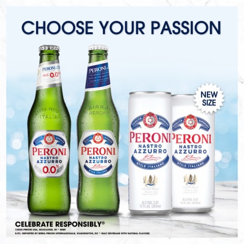 Peroni Nastro Azzurro Lager Italian Import Beer Perspective: right