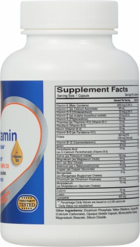 Cardio Tabs Multivitamin and Mineral 2000 IU with Vitamin D3 Capsules Perspective: right