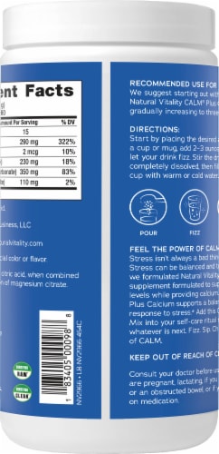 Natural Vitality CALM Unflavored Magnesium Supplement Drink Mix Plus Calcium Perspective: right