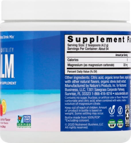 Natural Vitality Calm Raspberry Lemon Drink Mix Perspective: right
