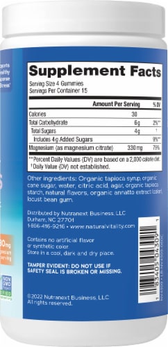 Natural Vitality Magnesium Supplement Orange Flavored Calm Gummies Perspective: right