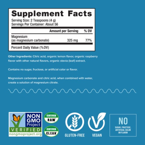 Natural Vitality CALM Raspberry Lemon Magnesium Supplement Drink Mix Perspective: right