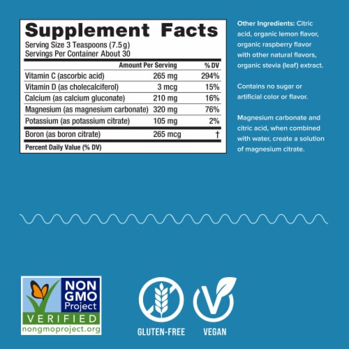 Natural Vitality CALM Raspberry Lemon Magnesium Supplement Drink Mix Plus Calcium Perspective: right