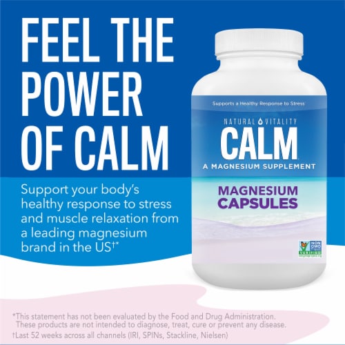 Natural Vitality CALM Magnesium Glycinate Supplement Capsules Perspective: right