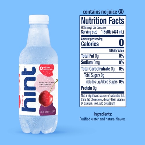 Hint® Cherry Flavored Bottled Water Perspective: right