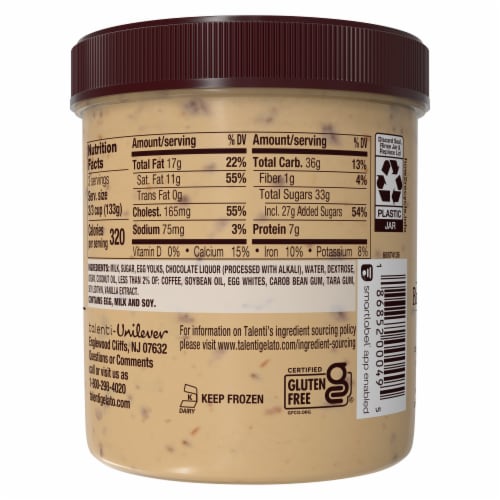 Talenti Italian Espresso With Chocolate & Mocha Flavors Coffee Chocolate Chip Gelato Pint Perspective: right