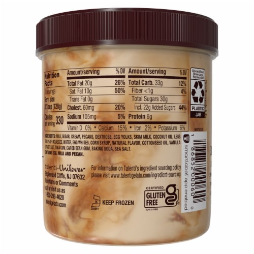 Talenti Gluten Free Southern Butter Pecan Roasted Pecans & Dulce De Leche Swirl Gelato Perspective: right