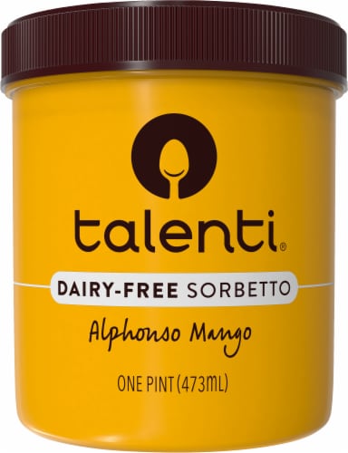 Talenti Sorbetto Alphonso Mango, a Non-Dairy Ice Cream Alternative with Non-GMO Ingredients, 1 Pint Perspective: right
