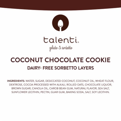Talenti Non-Dairy Sorbetto Layers Coconut Chocolate Cookie Ice Cream Perspective: right