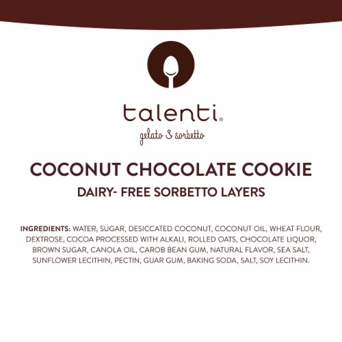 Talenti Non-Dairy Sorbetto Layers Coconut Chocolate Cookie Ice Cream Perspective: right