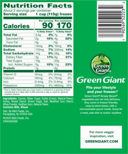Green Giant Simply Steamed Sauced Veggies, Honey Glazed Carrots Perspective: right
