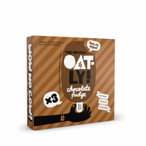 Oatly Chocolate Fudge Dairy Free Frozen Bar Perspective: right