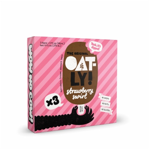Oatly Dairy Free Strawberry Swirl with Oat Milk Base Frozen Dessert Bars Perspective: right