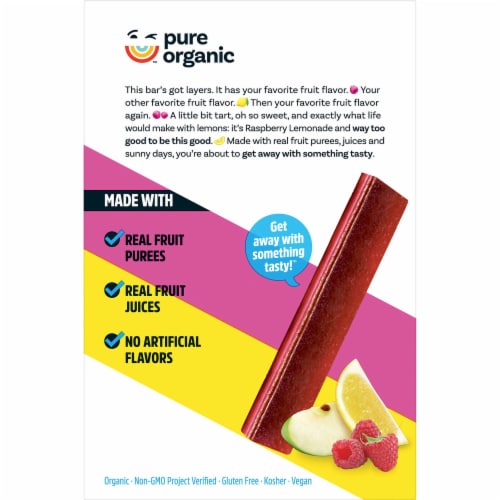 Pure Organic Layered Fruit Bars Raspberry Lemonade Perspective: right