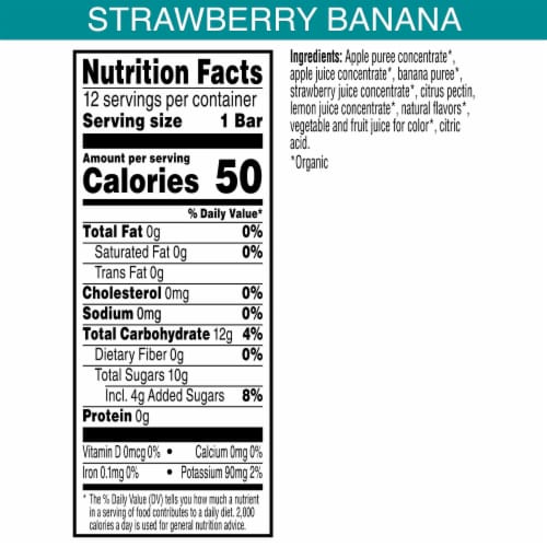 Pure Organic Strawberry Banana Layered Fruit Bars Perspective: right