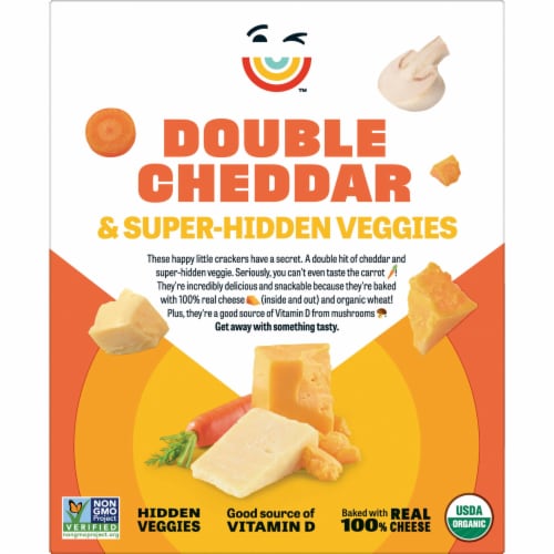 Kellogg's® Pure Organic Double Cheddar Snack Crackers Made with Cheese and Veggies Perspective: right