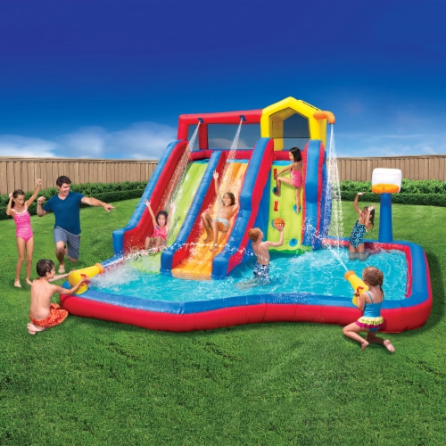 Banzai hydro blast inflatable water park with slides and water discount cannons