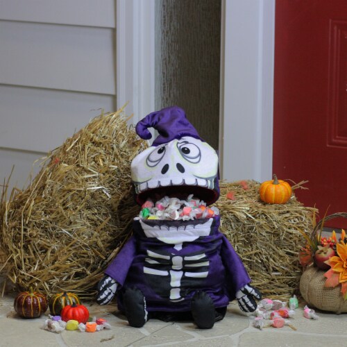 Northlight 24 Purple and Black Skeleton Unisex Child Halloween Trick or Treat Bag Costume Perspective: right