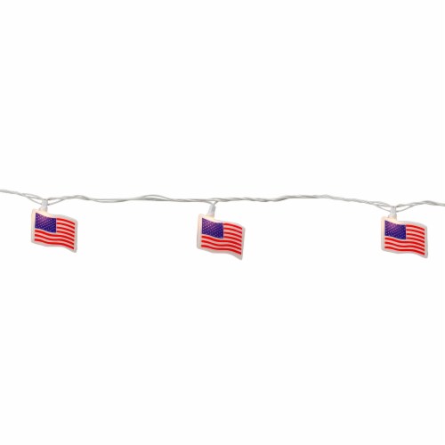 Northlight 10-Count Patriotic American Flag 4th of July Lights, 7.5ft White Wire Perspective: right