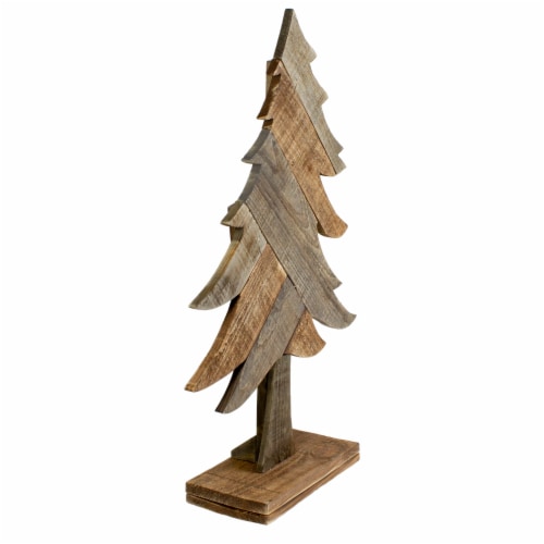 Northlight 23.5 Brown Textured Wood Tabletop Christmas Tree Perspective: right