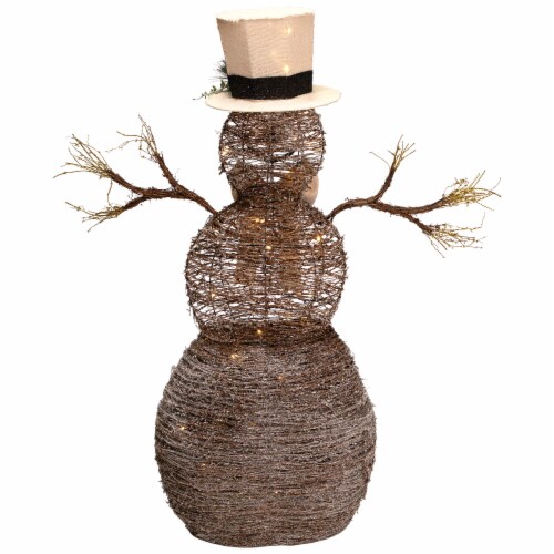 Northlight LED Lighted Rustic Rattan Snowman Outdoor Christmas 