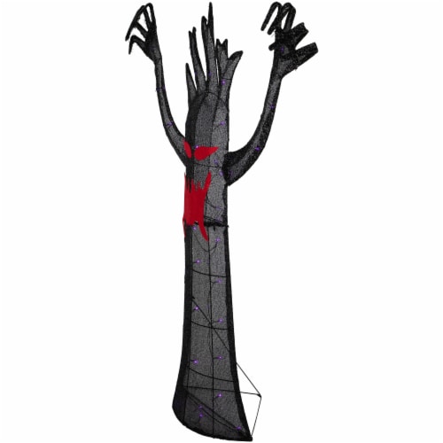 Northlight 55 LED Lighted Black Terrifying Tree Outdoor Halloween Decoration, Purple Lights Perspective: right