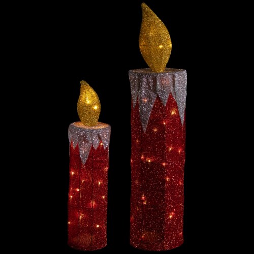 Northlight Set of 2 LED Lighted Red Candles Outdoor Christmas ...