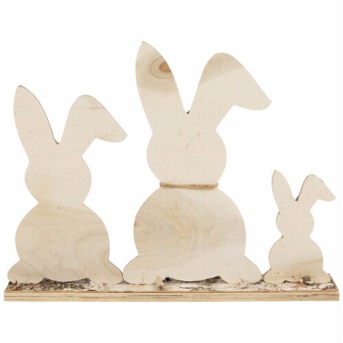 Northlight Rabbit Trio Wooden Tree Bark Easter Decoration - 15.75 Perspective: right