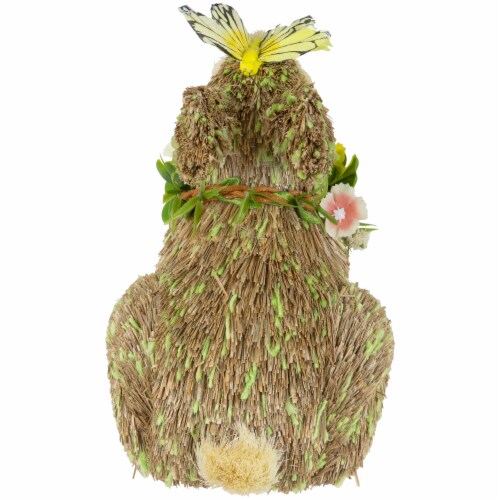 Northlight Easter Bunny with Butterfly Straw Figurine - 8 Perspective: right