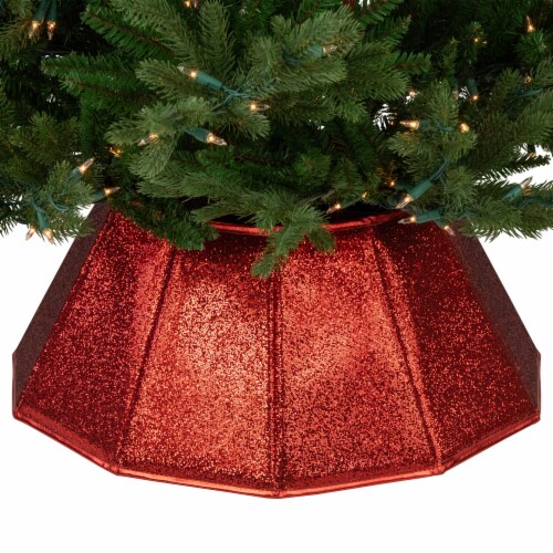 Northlight 26 Glittery Red Fabric Hexagonal Christmas Tree Collar, 1 ...