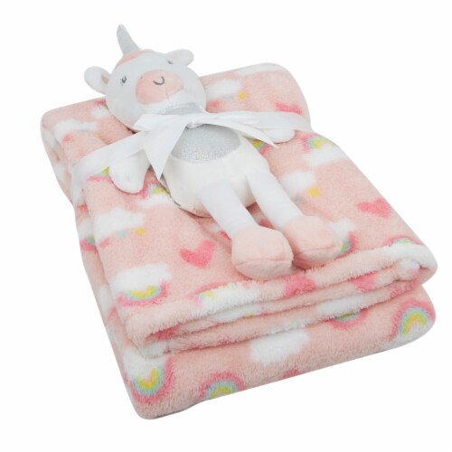 Cutie Pie Unicorn Baby Blanket & Buddy Set - Coral Perspective: right