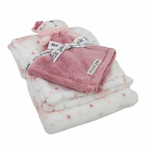 chick pea Plush Bear Baby Blanket Set - Pink Perspective: right