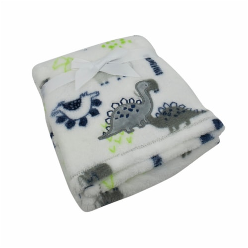Cutie Pie Dino Print Plush Baby Blanket - Grey Perspective: right