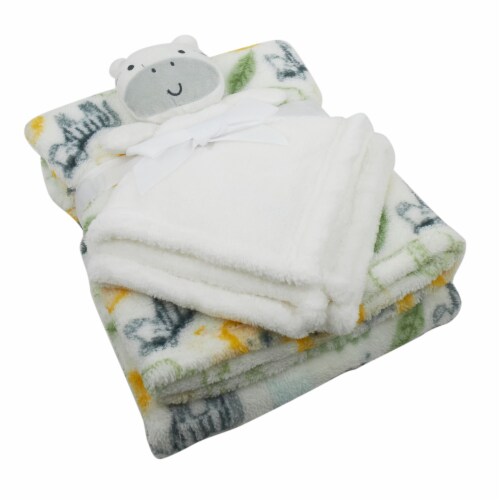 Cutie Pie Zebra Plush Baby Blanket Set - White Perspective: right