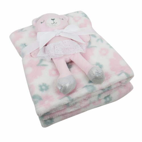 Cutie Pie Plush Baby Blanket & Buddy Bear Set - Pink Perspective: right